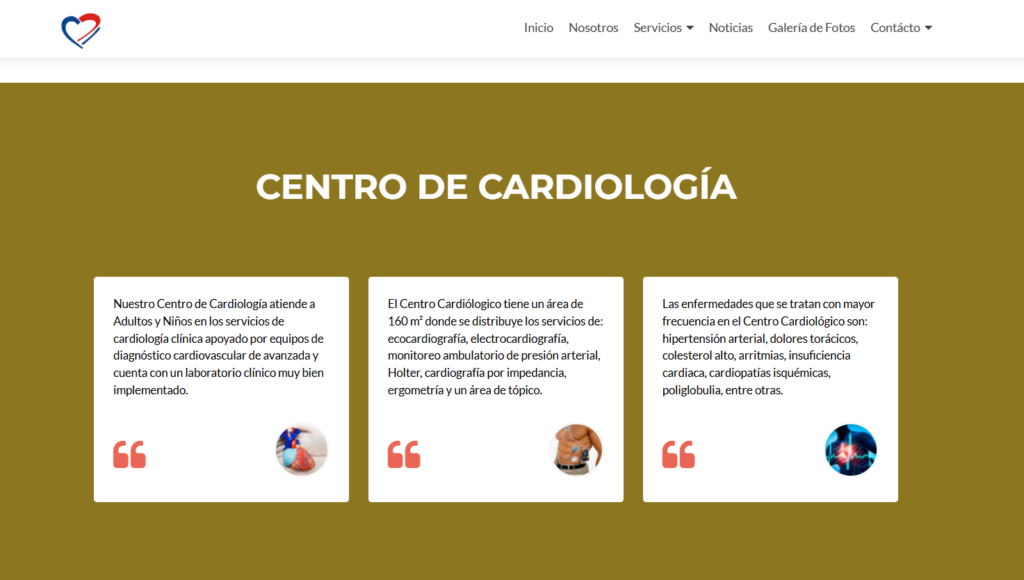 Servicios del Centro de cardiología Dr. Sotomayor Perales