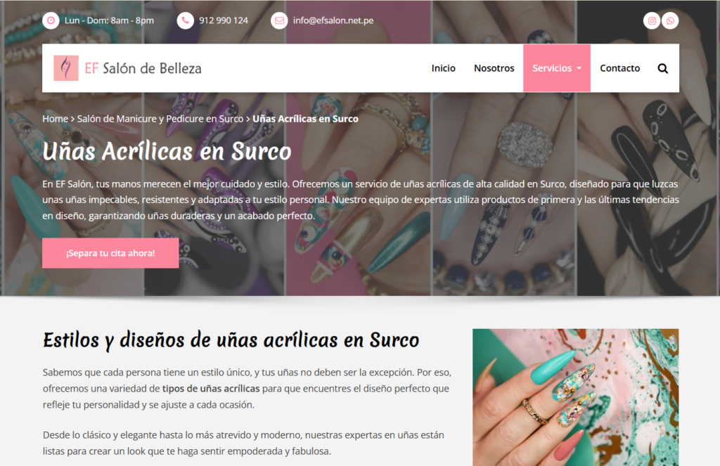 EF Salón de Belleza: Diseño Web para liderar búsquedas locales en Santiago de Surco