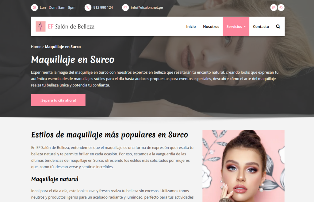 EF Salón de Belleza: Diseño Web para liderar búsquedas locales en Santiago de Surco